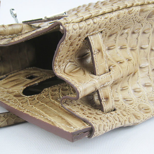 Replica Hermes Birkin 30CM Crocodile Head Veins Bag Apricot 6088 On Sale